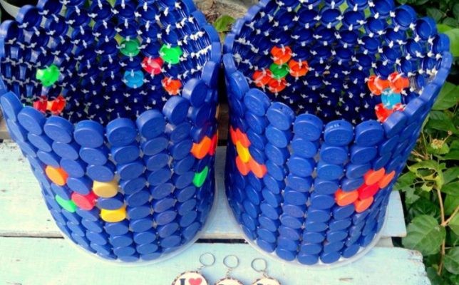 turn-plastic-bottle-caps-into-trash-cans